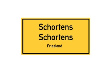 Isolated German city limit sign of Schortens Schortens located in Niedersachsen
