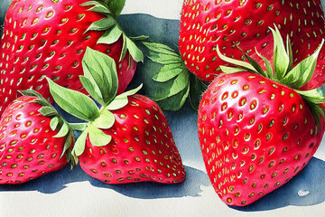 Strawberry Fresh red ripe mellow berry on white background. Realistic isolated illustration