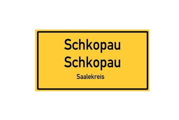 Isolated German city limit sign of Schkopau Schkopau located in Sachsen-Anhalt