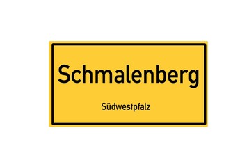 Isolated German city limit sign of Schmalenberg located in Rheinland-Pfalz