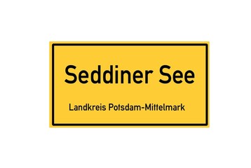 Isolated German city limit sign of Seddiner See located in Brandenburg