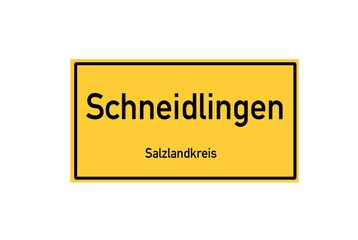 Isolated German city limit sign of Schneidlingen located in Sachsen-Anhalt