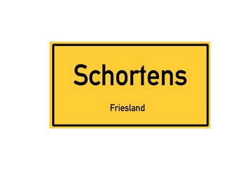 Isolated German city limit sign of Schortens located in Niedersachsen