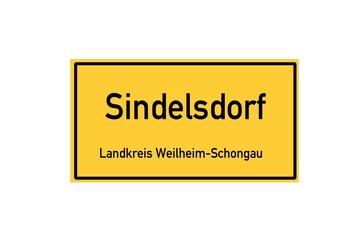 Isolated German city limit sign of Sindelsdorf located in Bayern