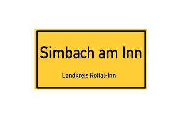 Isolated German city limit sign of Simbach am Inn located in Bayern