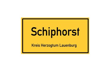 Isolated German city limit sign of Schiphorst located in Schleswig-Holstein