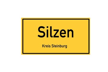 Isolated German city limit sign of Silzen located in Schleswig-Holstein