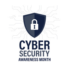 National cyber Security awareness month. It is celebrated every year in October. Background, poster, card, banner vector illustration