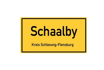 Isolated German city limit sign of Schaalby located in Schleswig-Holstein