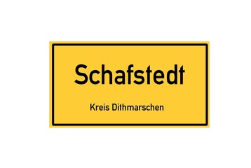 Isolated German city limit sign of Schafstedt located in Schleswig-Holstein