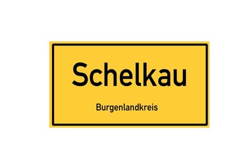 Isolated German city limit sign of Schelkau located in Sachsen-Anhalt