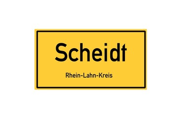 Isolated German city limit sign of Scheidt located in Rheinland-Pfalz