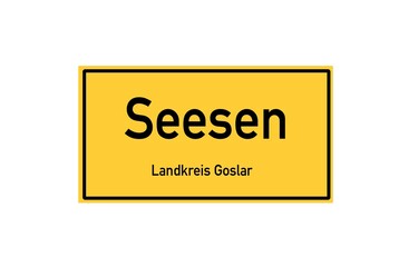 Isolated German city limit sign of Seesen located in Niedersachsen