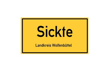Isolated German city limit sign of Sickte located in Niedersachsen