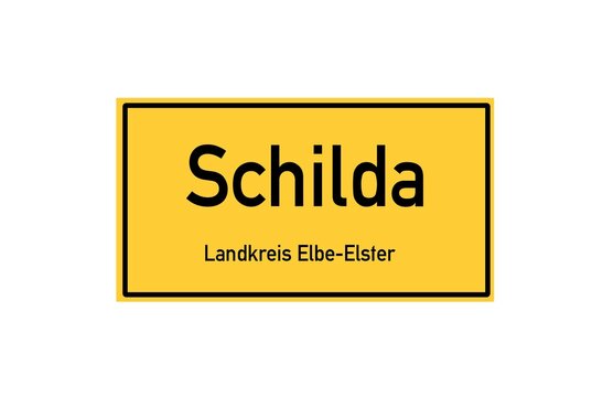 Isolated German city limit sign of Schilda located in Brandenburg