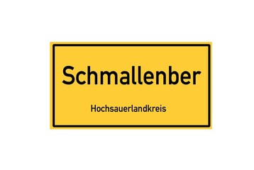 Isolated German city limit sign of Schmallenberg located in Nordrhein-Westfalen
