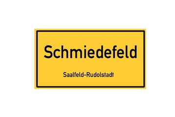 Isolated German city limit sign of Schmiedefeld located in Th�ringen
