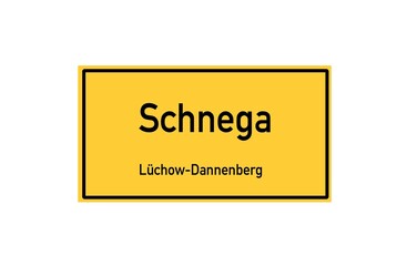 Isolated German city limit sign of Schnega Thune located in Niedersachsen