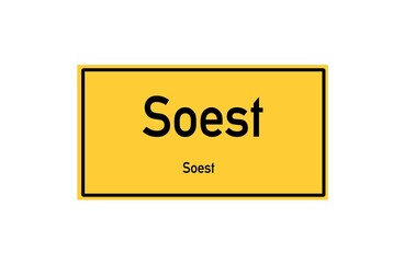 Isolated German city limit sign of Soest located in Nordrhein-Westfalen