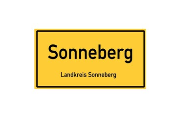 Isolated German city limit sign of Sonneberg located in Th�ringen