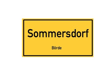 Isolated German city limit sign of Sommersdorf located in Sachsen-Anhalt