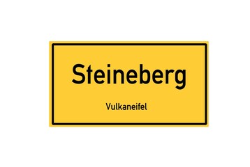 Isolated German city limit sign of Steineberg located in Rheinland-Pfalz