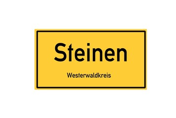 Isolated German city limit sign of Steinen located in Rheinland-Pfalz