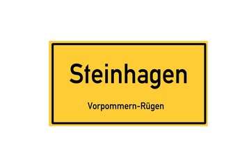 Isolated German city limit sign of Steinhagen located in Mecklenburg-Vorpommern