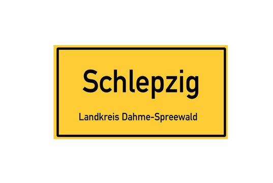Isolated German city limit sign of Schlepzig located in Brandenburg