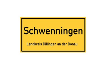 Isolated German city limit sign of Schwenningen located in Bayern