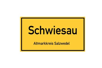 Isolated German city limit sign of Schwiesau located in Sachsen-Anhalt
