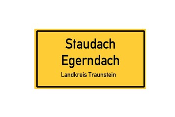Isolated German city limit sign of Staudach Egerndach located in Bayern