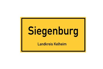 Isolated German city limit sign of Siegenburg located in Bayern