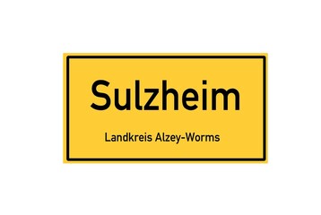 Isolated German city limit sign of Sulzheim located in Rheinland-Pfalz