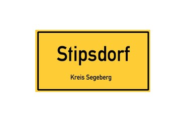 Isolated German city limit sign of Stipsdorf located in Schleswig-Holstein