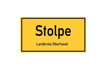 Isolated German city limit sign of Stolpe located in Brandenburg