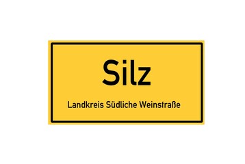 Isolated German city limit sign of Silz located in Rheinland-Pfalz
