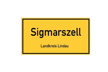 Isolated German city limit sign of Sigmarszell located in Bayern