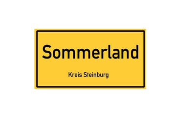 Isolated German city limit sign of Sommerland located in Schleswig-Holstein