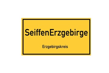 Isolated German city limit sign of SeiffenErzgebirge located in Sachsen