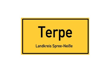 Isolated German city limit sign of Terpe located in Brandenburg