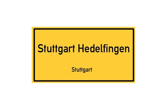 Isolated German city limit sign of Stuttgart Hedelfingen located in Baden-W�rttemberg
