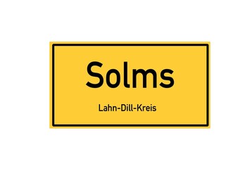 Isolated German city limit sign of Solms located in Hessen