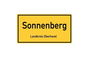 Isolated German city limit sign of Sonnenberg located in Brandenburg