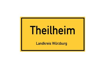 Isolated German city limit sign of Theilheim located in Bayern