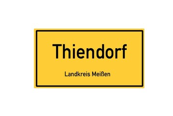 Isolated German city limit sign of Thiendorf located in Sachsen