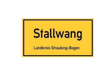 Isolated German city limit sign of Stallwang located in Bayern