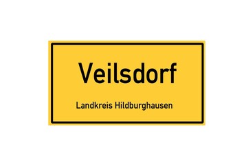 Isolated German city limit sign of Veilsdorf located in Th�ringen