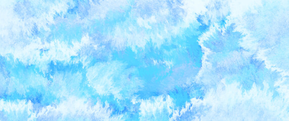 Blue vector winter watercolor art background. Hand drawn frosty pattern on glass. Christmas wallpaper design for cards, flyers, poster, banner, cover design, invitation cards, print. Cold ice backdrop