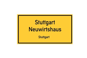 Isolated German city limit sign of Stuttgart Neuwirtshaus located in Baden-W�rttemberg
